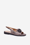 Shimmering Women's Sandals With Decoration S.Barski KV51-006 Gray