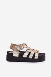 Ladies Platform Sandals With Buckles Gold Atarafas
