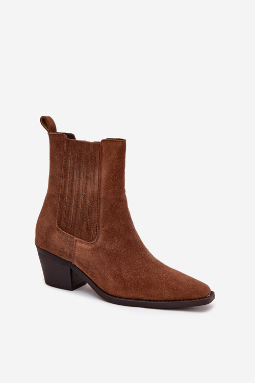 Suede Women's Ankle Boots On Heels Insulated Camel Arelia