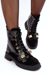 Stylish Women's Zipper Boots with Ornaments D&A MR870-76 Black