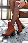 Low Heel Leather Boots Brown Irinaela 