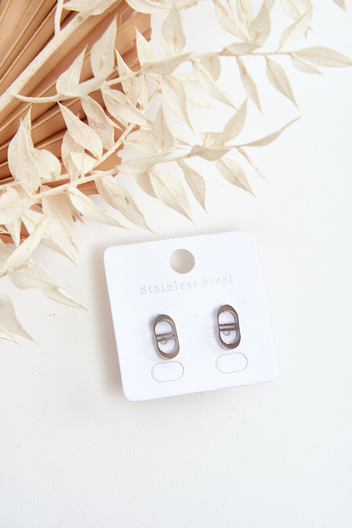 Oval Stud Earrings Silver