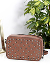 Women's Handbag Brown Letter Bag with Studs