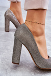 Shiny Pumps On Heel Silver-Gold Elmira