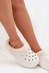 Foam Ladies Slippers Lined with Fur White Palvine