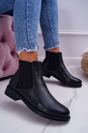 Women's Boots Flat Heel Leather Black Barski W1901