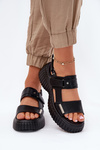 Leather Women's Platform Sandals Black Mertella