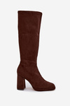 Women's Boots with Stitching on Block Heel Brown Brivana