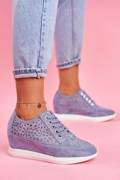 Sneakersy Damskie Sergio Leone Ażurowe Niebieskie PB122