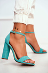 Women's Stiletto Sandals Suede Green Anastasie