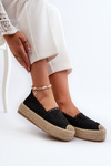 Koronkowe Damskie Espadryle Na Platformie Elarose Czarne