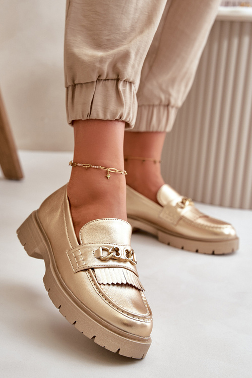 Eco Leather Women's Moccasins With Gold Decoration Zanita