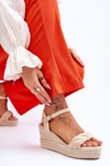 Classic Suede Wedge Sandals Beige Denisse