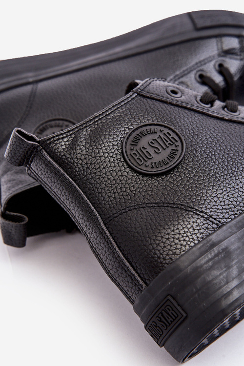 Men's High Top Zip Up Fleece Lined Sneakers Black Big Star MM174065