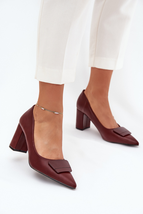Block Heels With Decoration Burgundy Celira