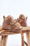 Children's Warm Leather Snow Boots Gold Leela 