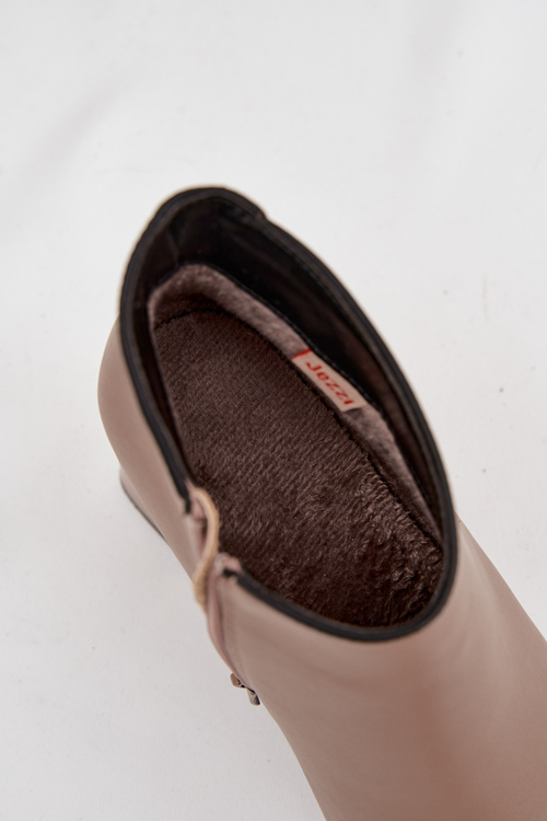 Leather lined ankle boots on heel Beige Ivessara