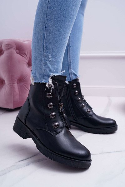 Women's Flat Heel High Boots Black Yulio