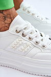 Sneakersy Modne Damskie Platforma Białe Claribel