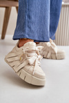 Women's Leather Sneakers With Decorations CheBello 4292 Beige