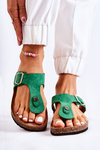 Women's Slippers Flip-Flops On Cork Green Elina
