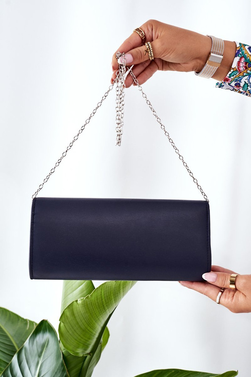 Elegant Clutch Bag With Chain Dark Blue