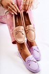 Women's Leather Loafers With A Bow Violet Aurila