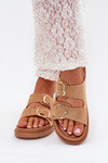 Womens Platform Sandals With Golden Buckles Camel Verena