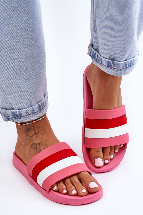 Women's Striped Slippers Dark pink Vision