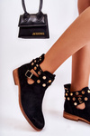 Women's boots with jets on a flat heel Black Larino
