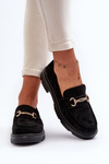 Women's black faux suede moccasins with gold decoration Lighas
