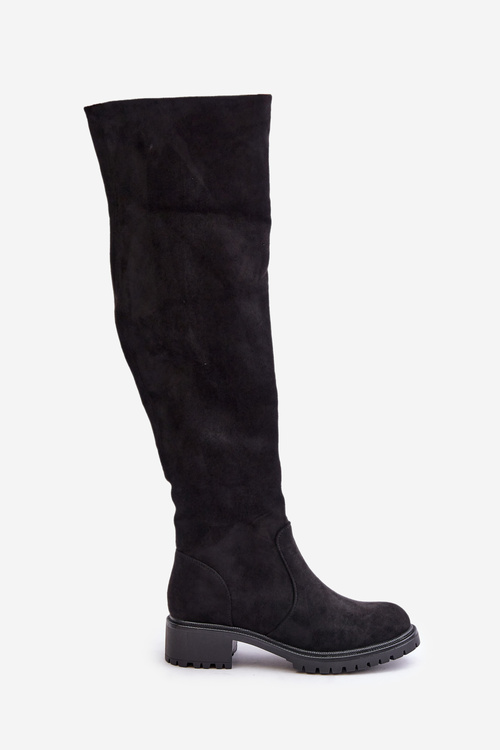 Knee High Boots With Flat Heel Black Filora