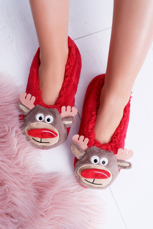 Home Women's SOXO Christmas Reindeer Ballerinas Red