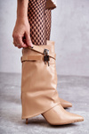 Leather Slip-On Boots On A High Heel beige Steffi 