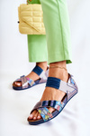 Leather Sandals With Drawstring Maciejka 03375 Blue