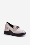 Lacquered Wedge Moccasins Grey Vinceza 58337