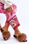 Natural Fur Flip Flops Brown Naturis