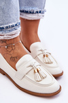 Classic Fringed Leather Loafers White Camis