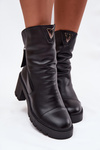 Women's Ankle Boots With Thick Heel With Double Zipper Vinceza 58605 Black