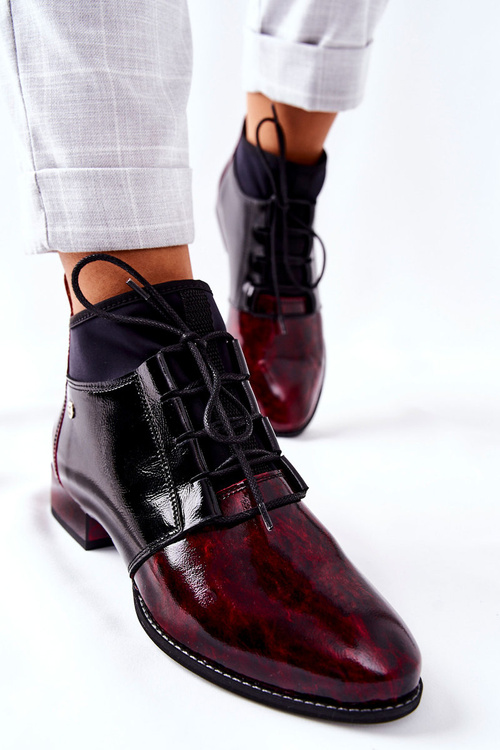 Leather Boots Maciejka 04744-29 Marbled Maroon