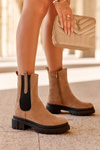 Women's Leather Ankle Boots Beige Alexetta