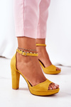 Suede High Heel Sandals Yellow Sarah