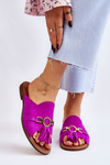 Women's Suede Slippers Lewski Shoes 3226 Fuchsia
