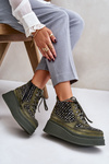 Leather Ankle Boots On Platform And Wedge Maciejka 06759-09 Green