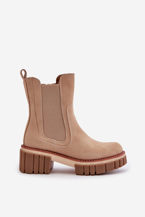 Beige insulated ankle boots with zipper Linneviae