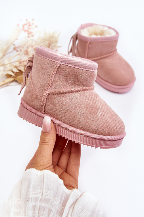 Children's Fleece-Lined Fringed Snow Boots Pink Mikyla