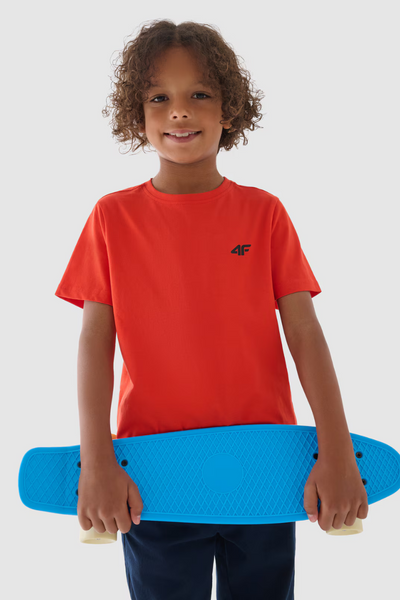 Boys T-shirt Smooth Cotton Orange 4F 4FJWMM00TTSHM1626-70S