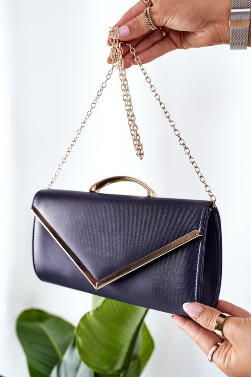 Elegant Clutch Bag With Chain Dark Blue