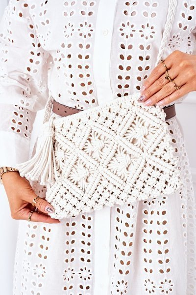 Macrame Messenger Bag BRUNO ROSSI White
