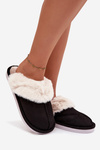 Women's slippers with fur Black Carisse